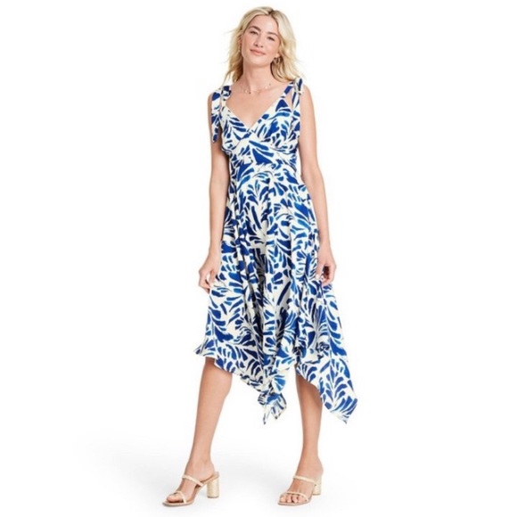 Alexis Botanical Tie Strap Asymmetrical Hem Dress - Picture 2 of 16